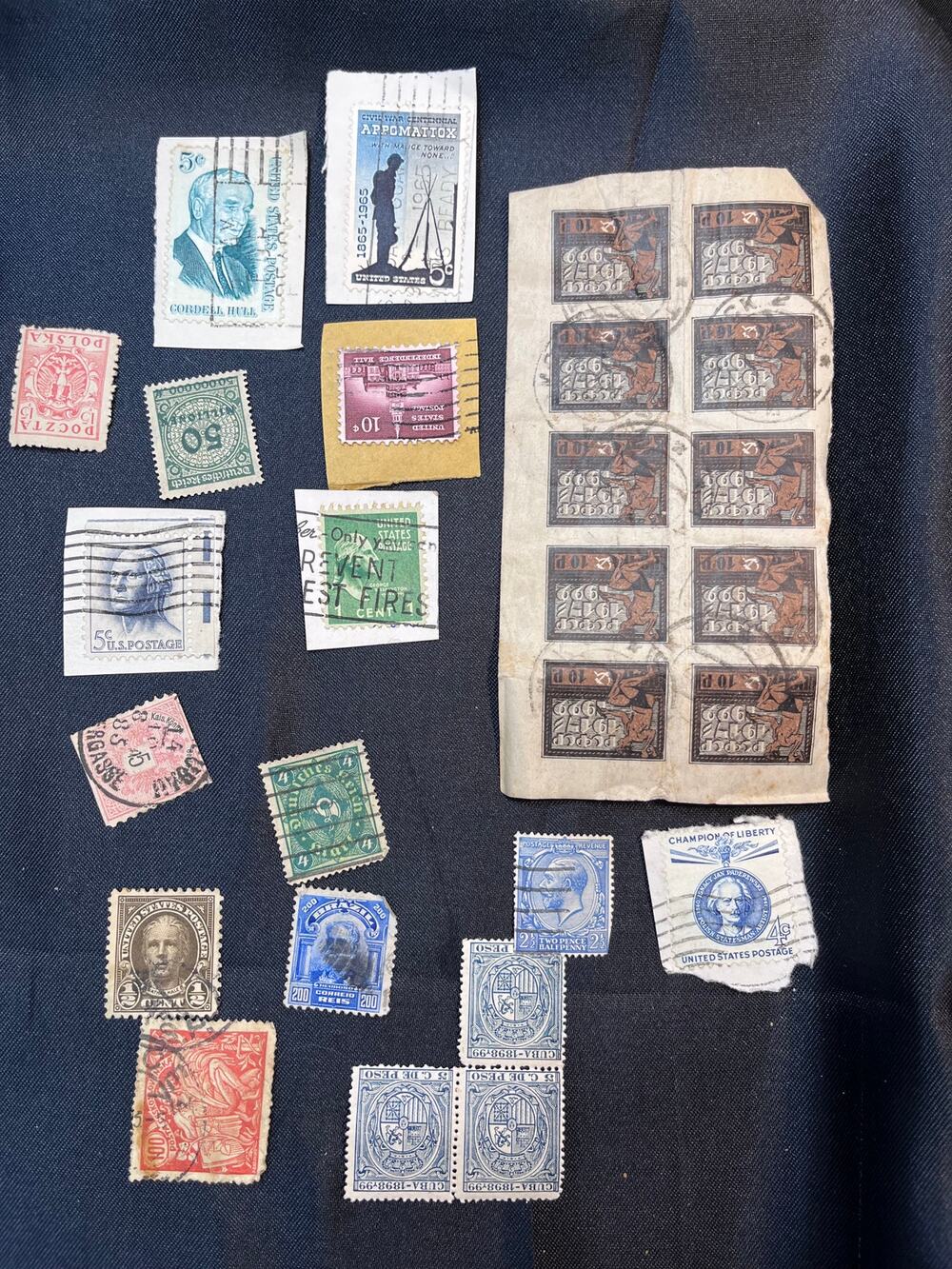 Vintage Worldwide Postage Stamp Lot Assorted Used Singles and Blocks